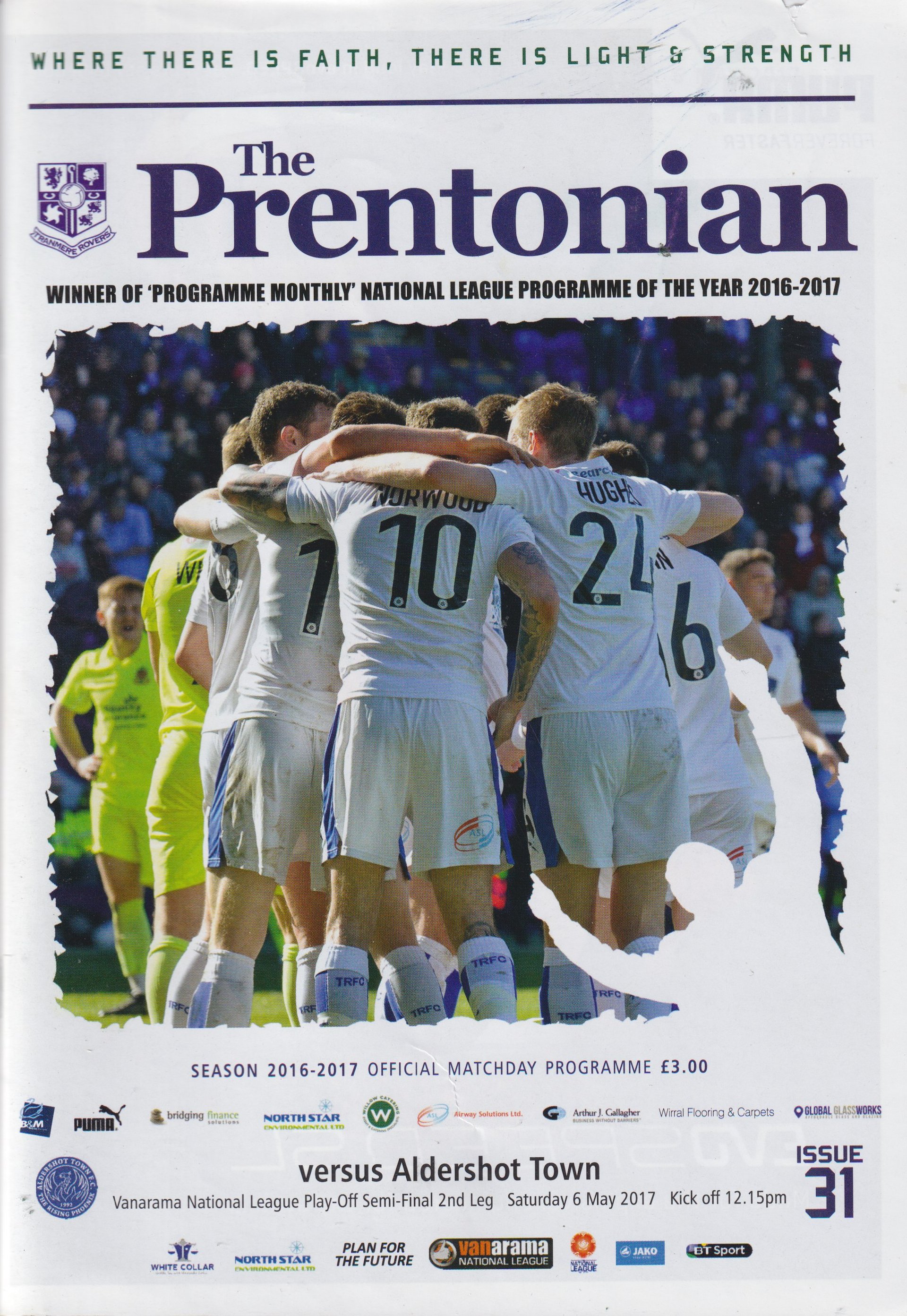 Tranmere Rovers v Aldershot match programme